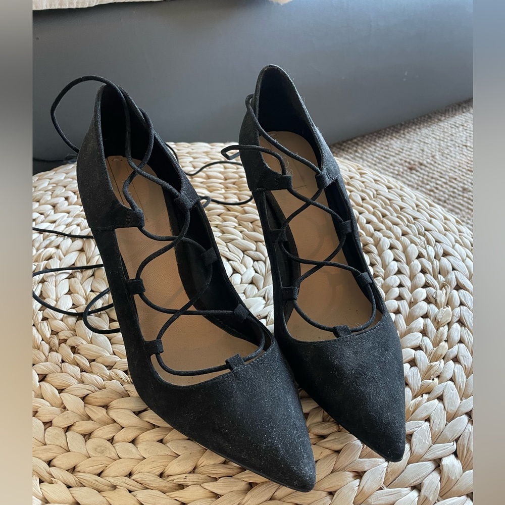 Aldo Black Lace-Up Heels